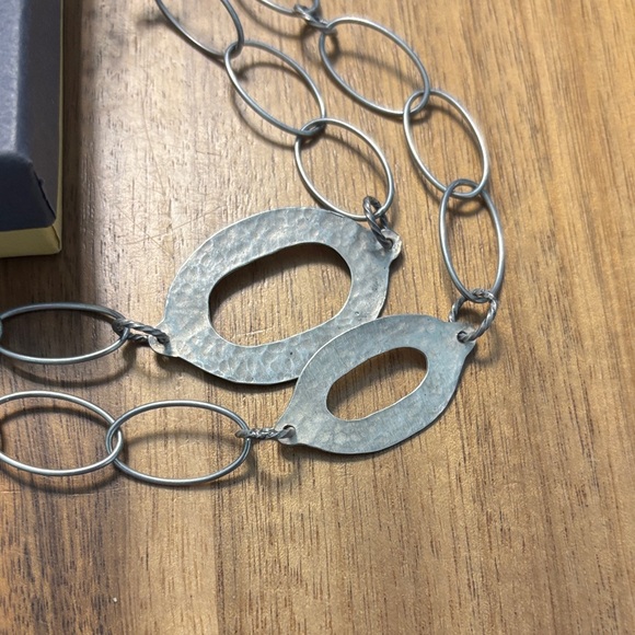 Silpada N2355 Textured Silver Oval Necklace 44” Long - Picture 3 of 3